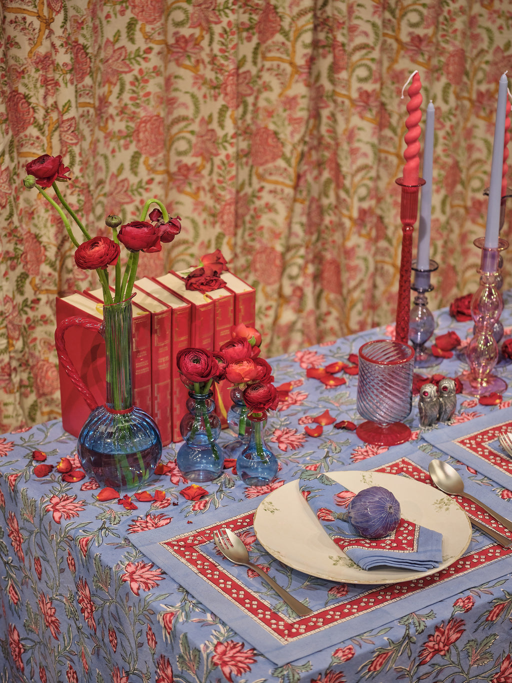 Jug and Bud Vase Bundle - Blue/Red