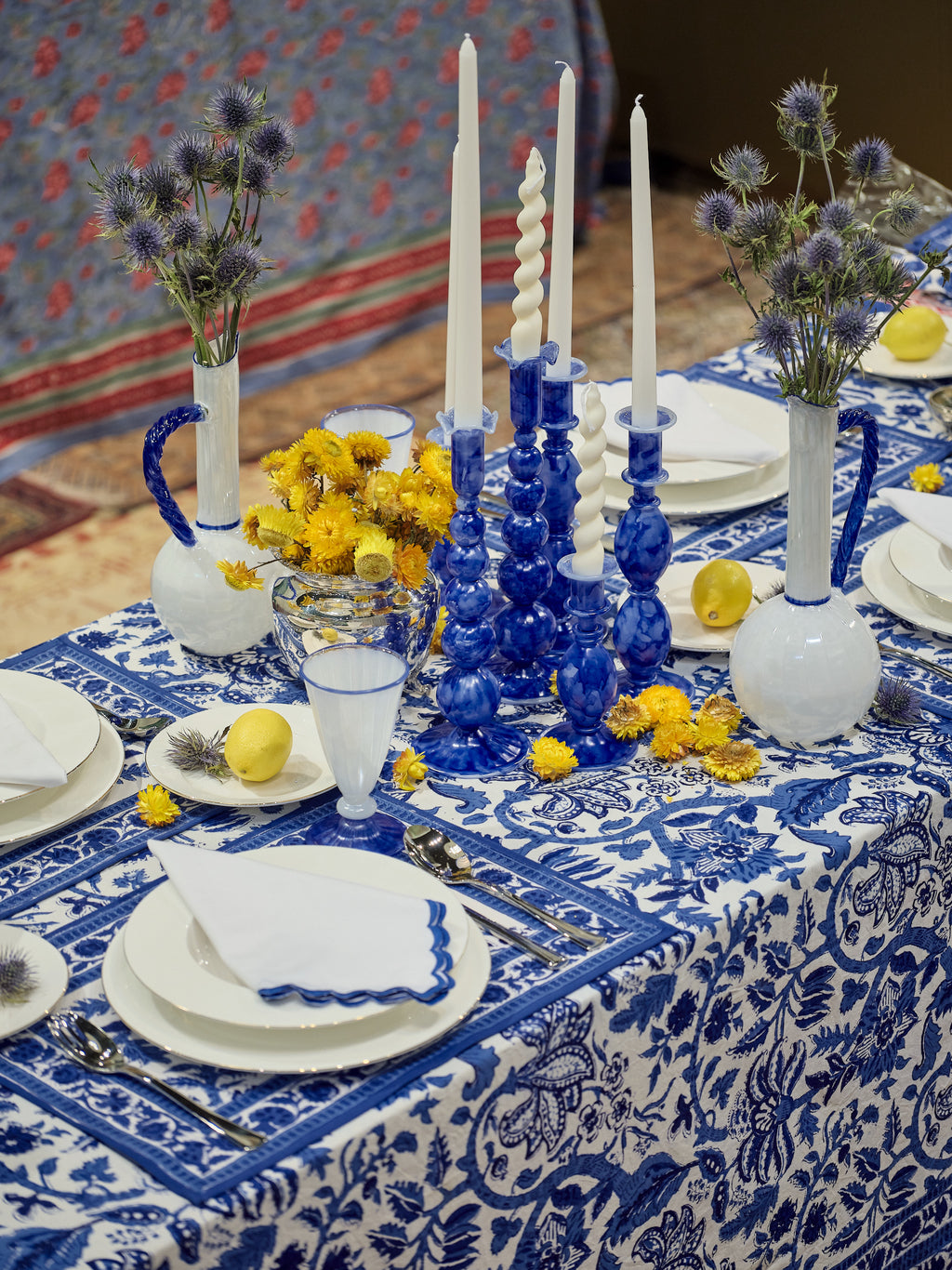Flower Jug - White/Blue
