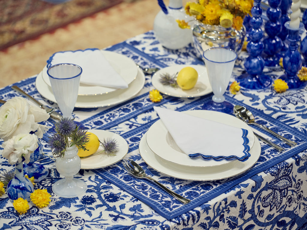 Squiggle Napkins - White/Blue
