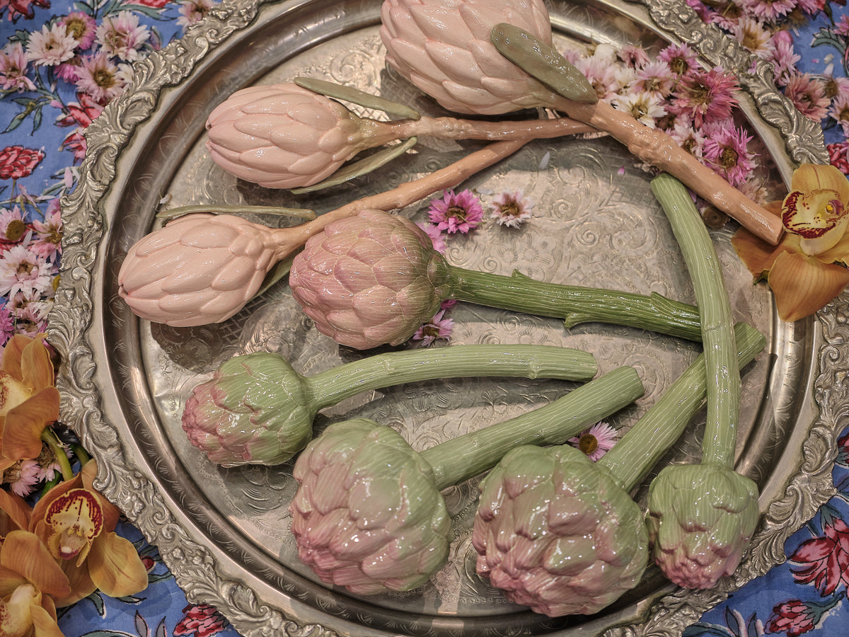 Set of 2 Ceramic Artichokes