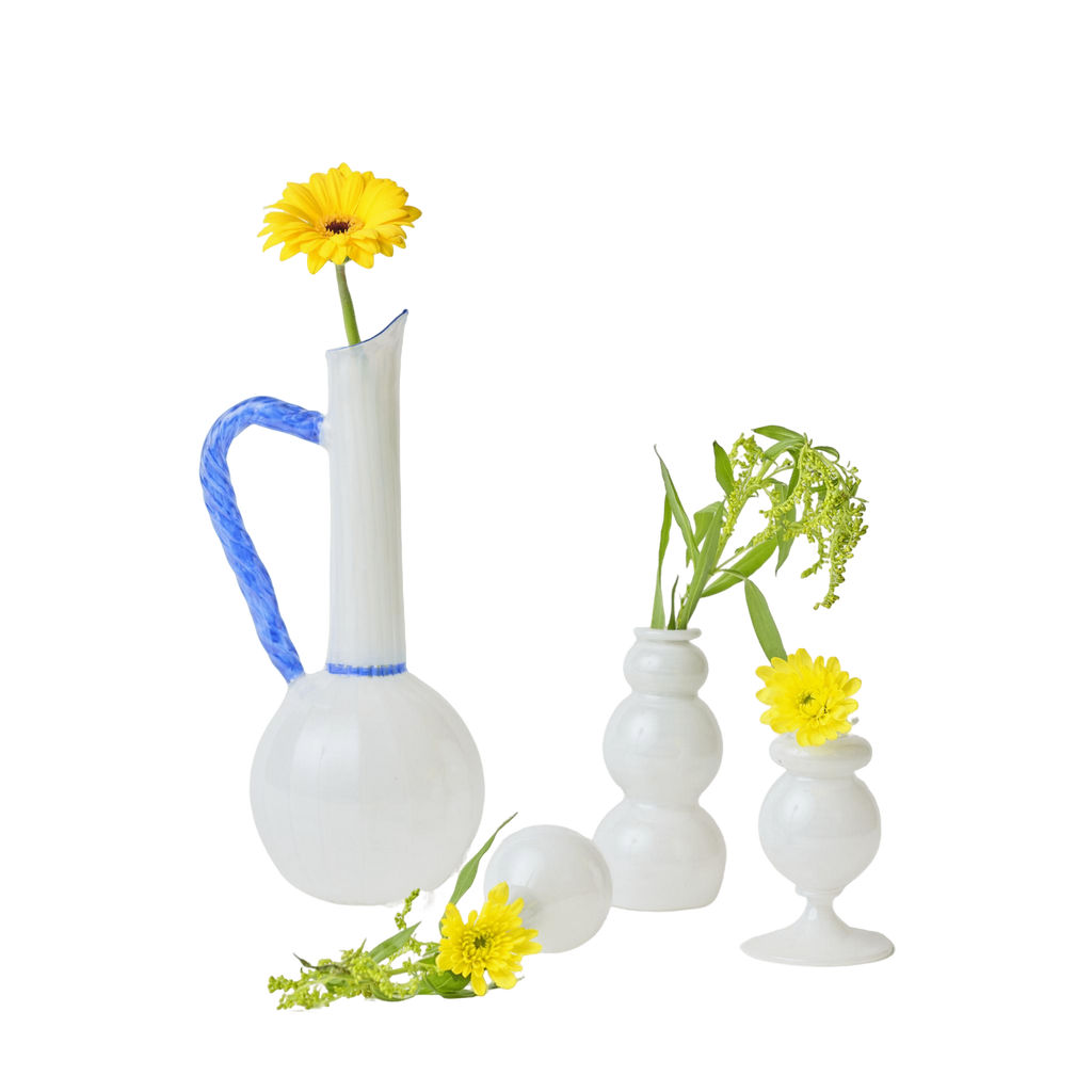 Jug and Bud Vase Bundle - White Opaque