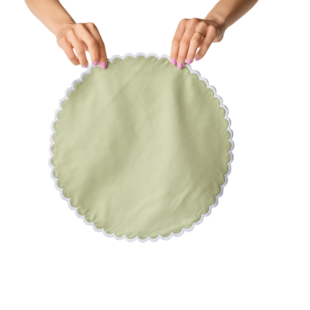 Squiggle Placemat - Sage/White