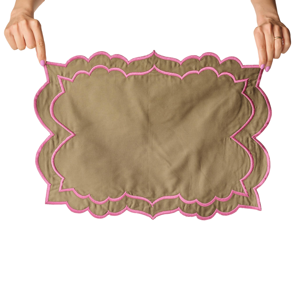 Brackets Placemat - Olive/Pink