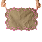 Brackets Placemat - Olive/Pink