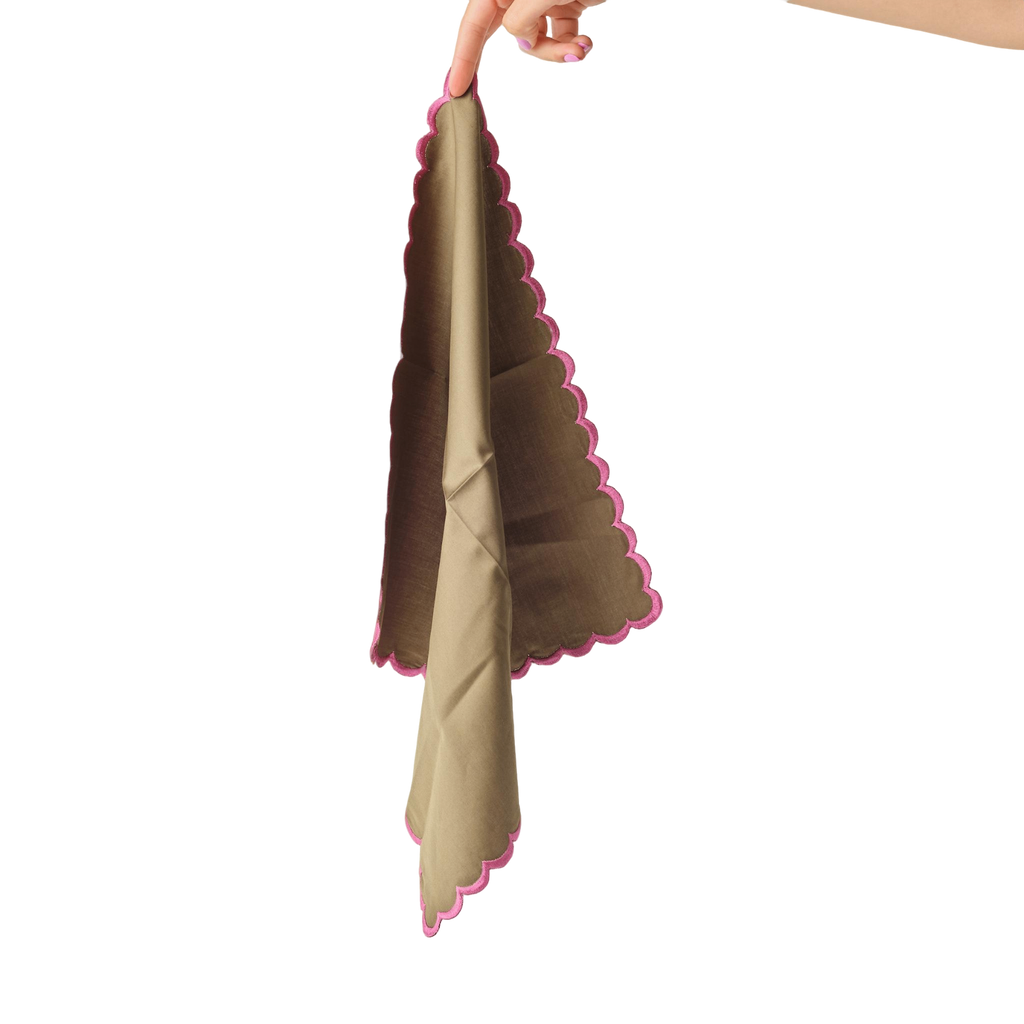 Squiggle Napkins - Olive/Pink