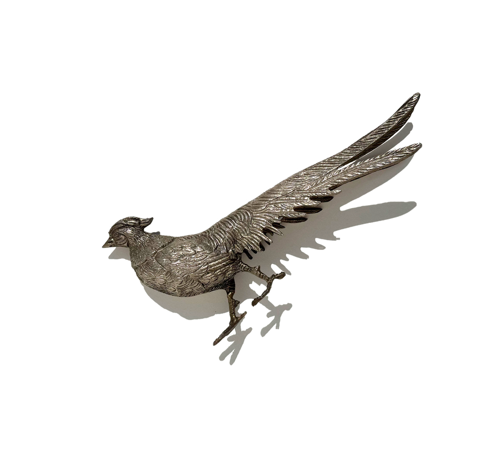 Pair of Silvertone Pheasant Centrepieces