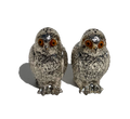 Silvertone Owl Salt and Pepper Shakers