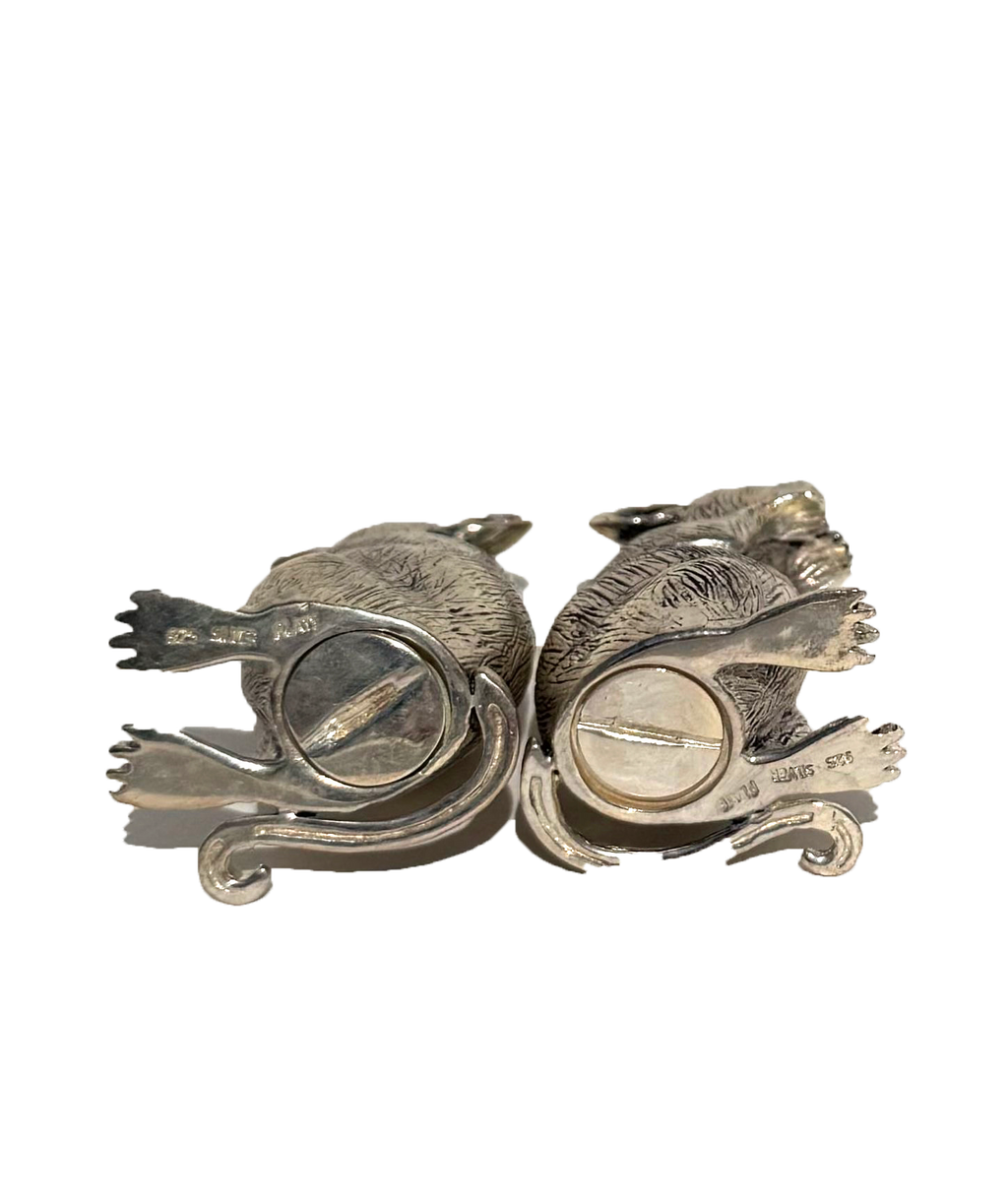 Vintage Silver-plated Mini Mouse Salt and Pepper Shakers - Hallmarked