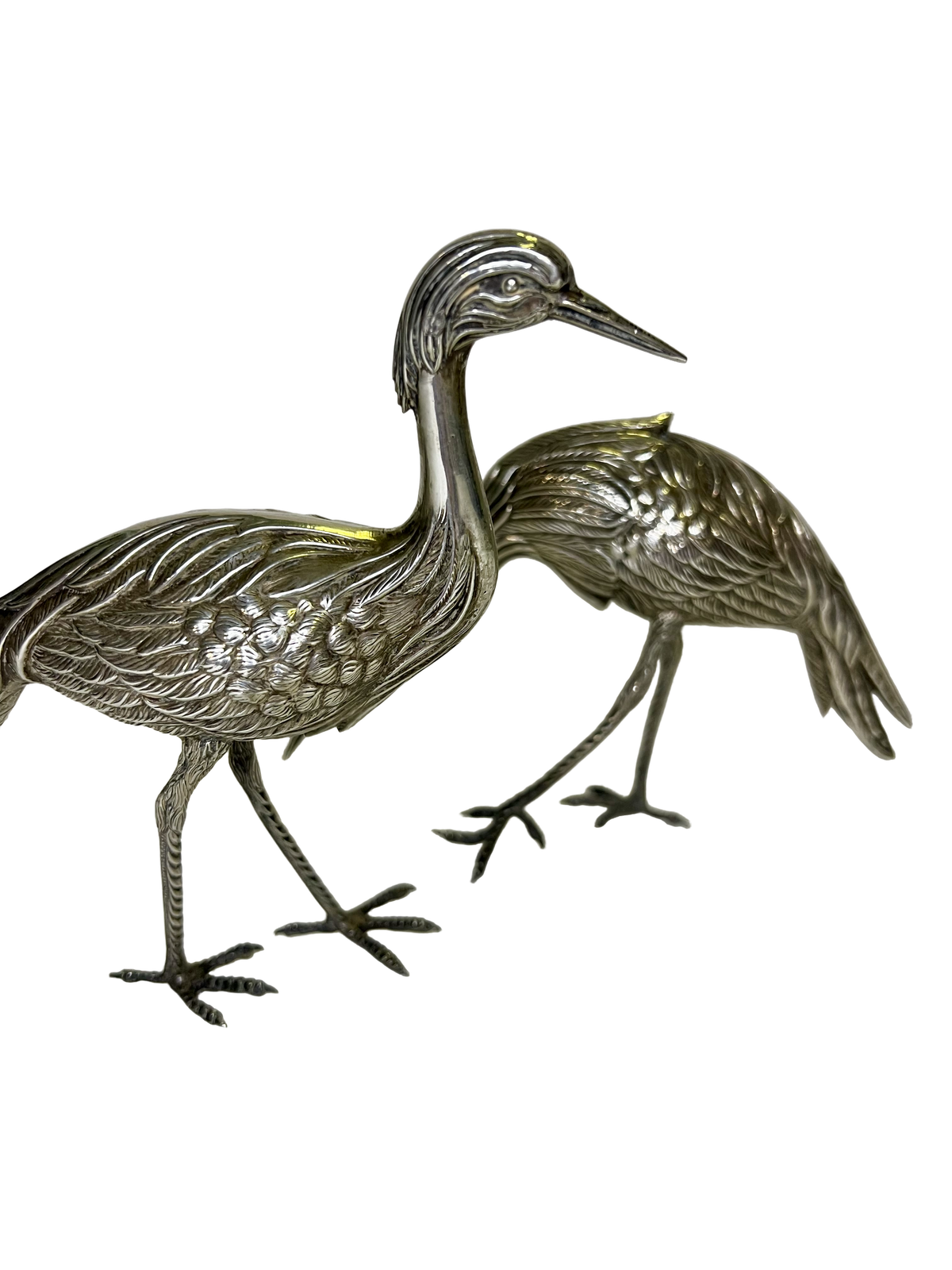 Fine Pair of Spanish Silver Herons (Hallmarked)