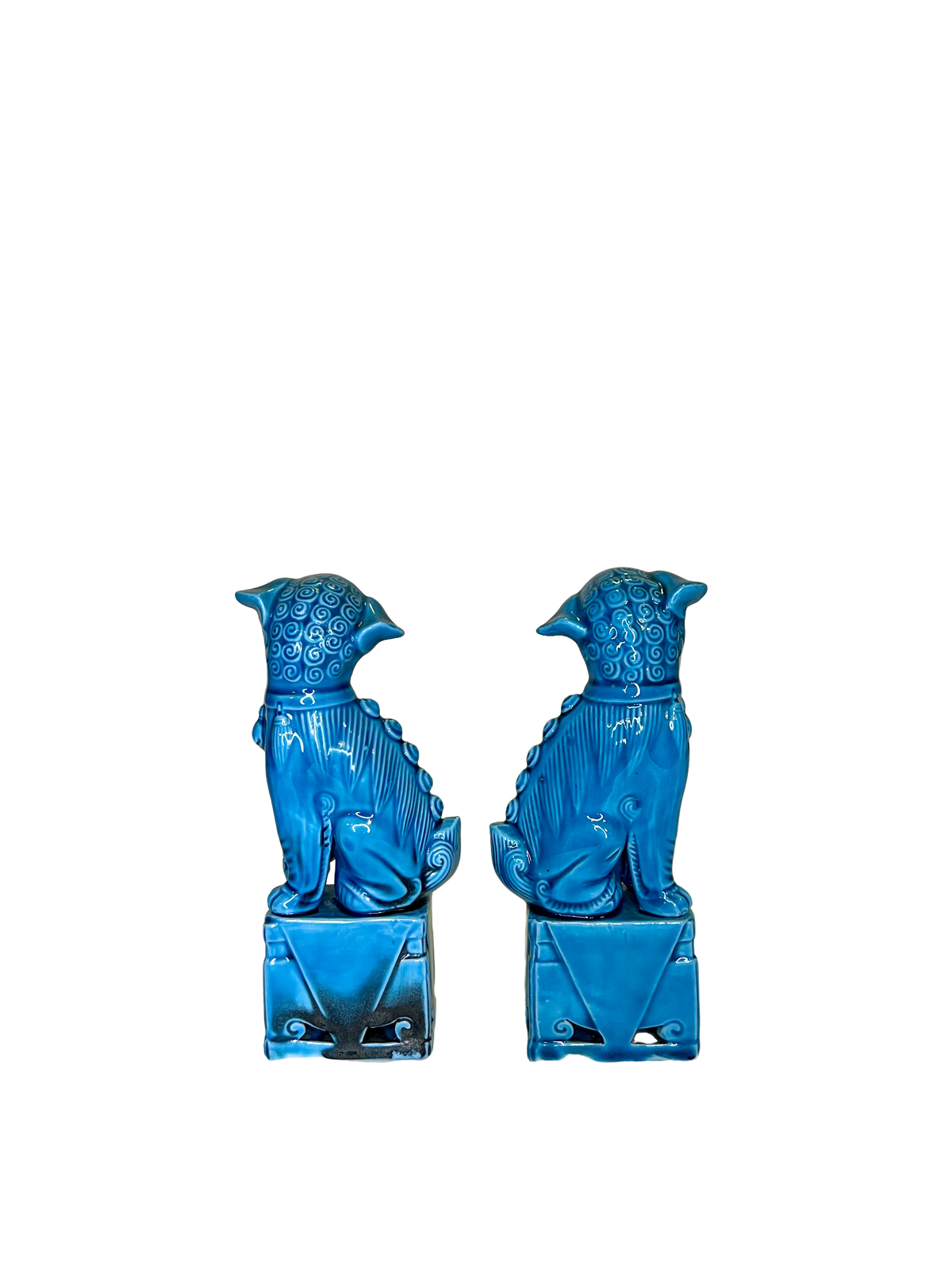 Pair of Foo Dogs with Turquoise Glaze - 19th - 20th Cent.