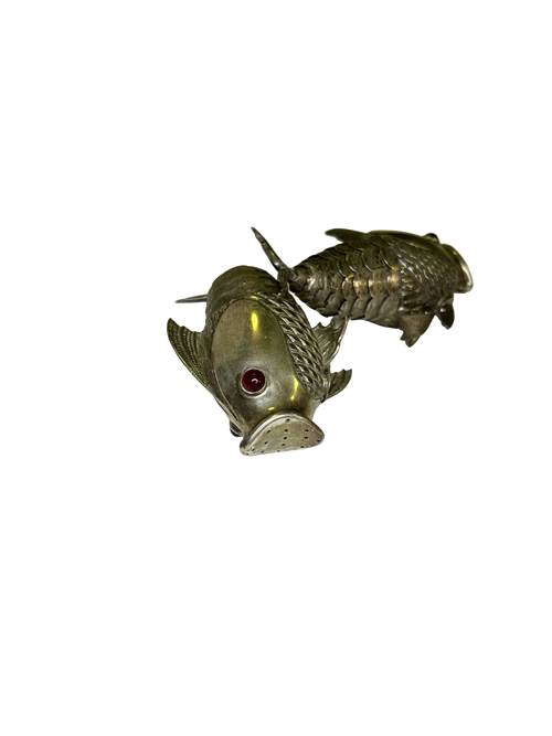 Articulated Fish Salt and Pepper Shakers in Spanish Silver - Law 925
