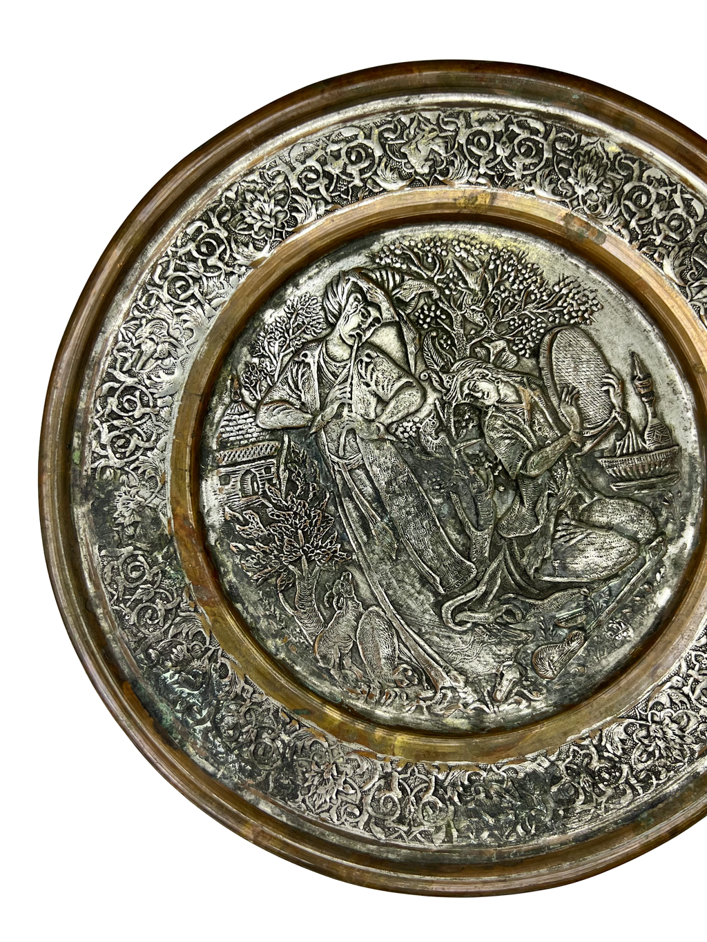 Intricate Iranian Repousse Copper Tray