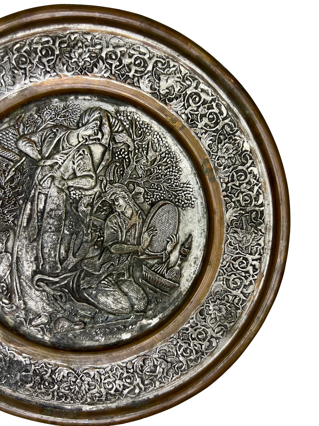 Intricate Iranian Repousse Copper Tray