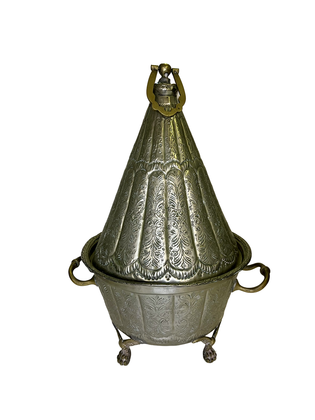 Vintage Moroccan Silver-Tone Tagine